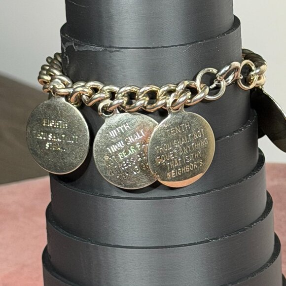 Vintage 1960s Gold Tone Ten Commandments Charm Bracelet - Picture 12 of 14
